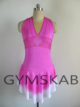

2018 Charming Figure Skating Dress Women's Girl's Customized Ice Skating Dress Sleeveless Gymnastics Costume 6785