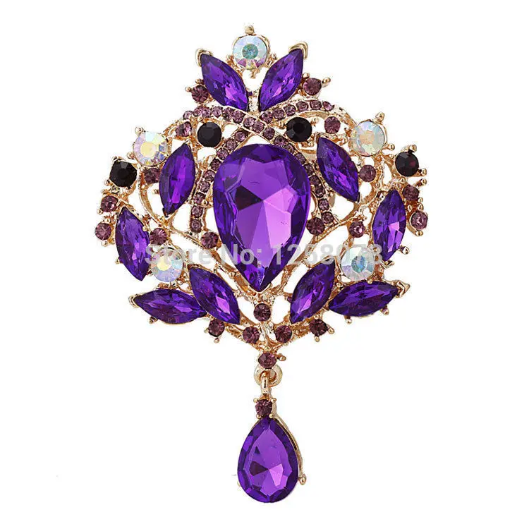 Fashion ExquisitePurple Rhinestone Brooches For Women 