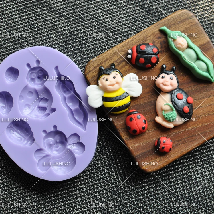 Moule A Gateau En Silicone En Forme De Coccinelle Dessin Anime Fondant Outils De Decoration Pate De Chocolat Patisserie Patisserie 1 Piece Aliexpress