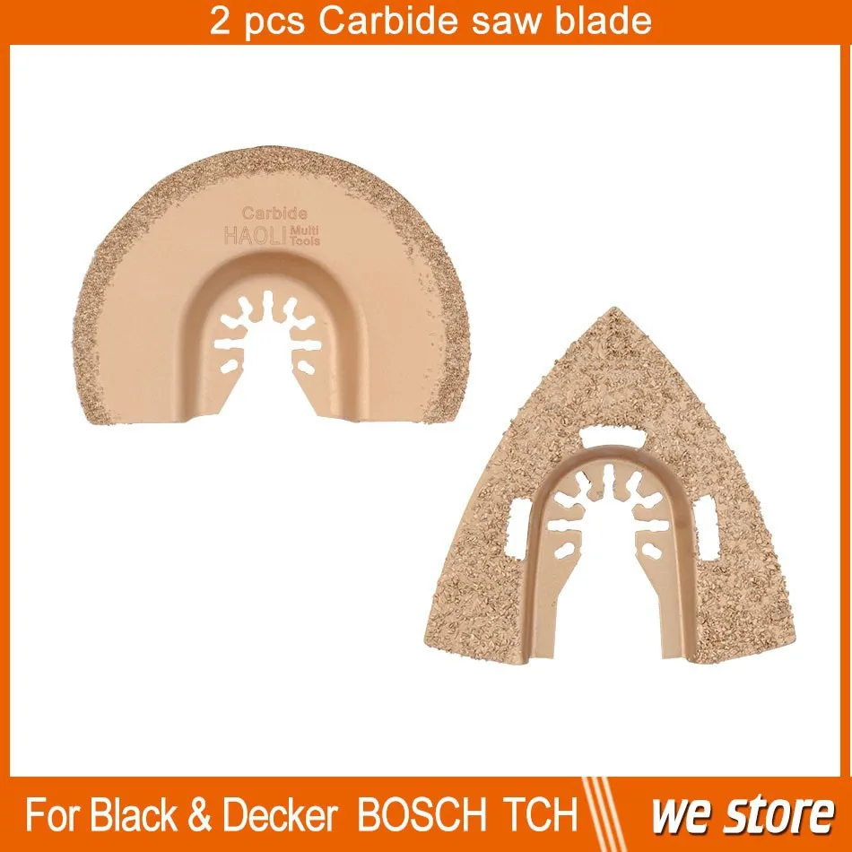 Бесплатная доставка 2 шт. карбида 78 мм рашпиль, треугольные и 88 мм сегмент Осциллирующее MultiTool пилы подходят для большинства марок