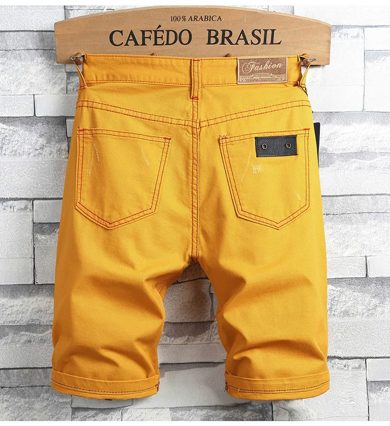 Yellow jean shorts mens Clearance