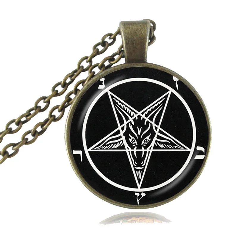 Сатанинская перевернутая пентаграмма Бафомет подвеска готическое ожерелье кулон с козой сатанство ожерелье злой оккультной Пентакль ювелирные изделия HZ1 - Окраска металла: A1