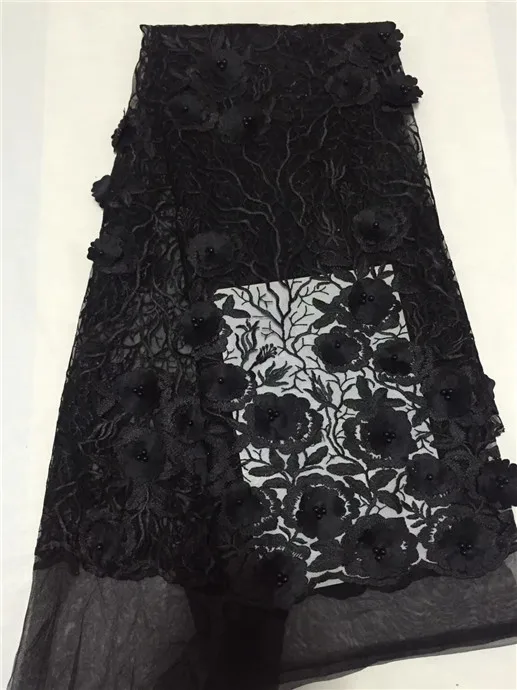 

Beautifical White wedding lace fabric 3D flowers french African lace fabrics for dresses beads tulle lace Nigerian lace fabric(C