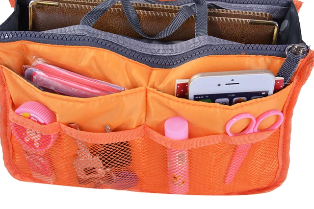 Organizer Insert Bag Women Nylon Travel Insert Organizer Handbag Purse Large liner Lady Makeup Cosmetic Bag Cheap Female Tote -