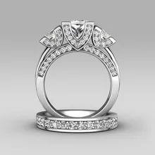Victoria Wieck corte princesa tres piedras 8ct topacio diamante simulado 925 mujeres Engagement Wedding Band set anillo