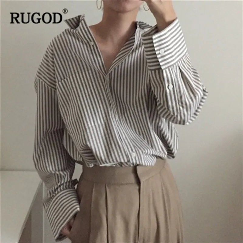 Блузка RUGOD женская в полоску с длинным рукавом | Женская одежда