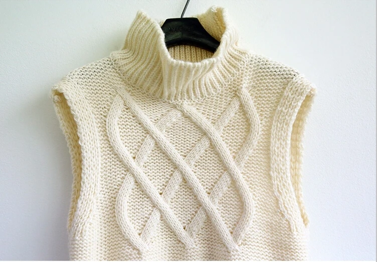 Women's turtleneck thick warm long knit sweaters pullovers female vest 2015 New fall winter lady top woman sleeveless sweater