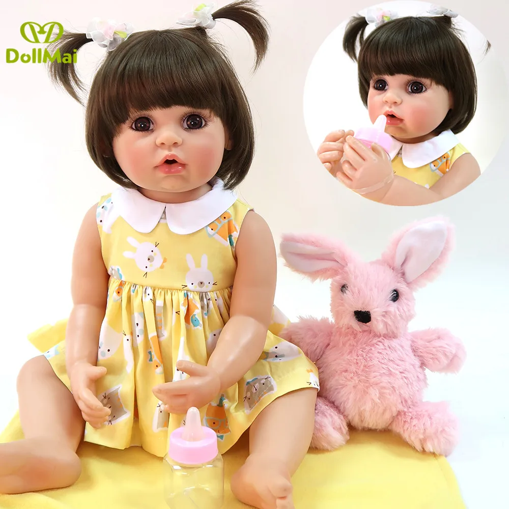 DollMai Full vinyl silicone reborn baby girl doll 22inch 56cm real baby toddler doll Exclusive model bebes reborn menina bonecas 2pcs excavator toy digger bucket toddler excavator toy part baby excavator model supply