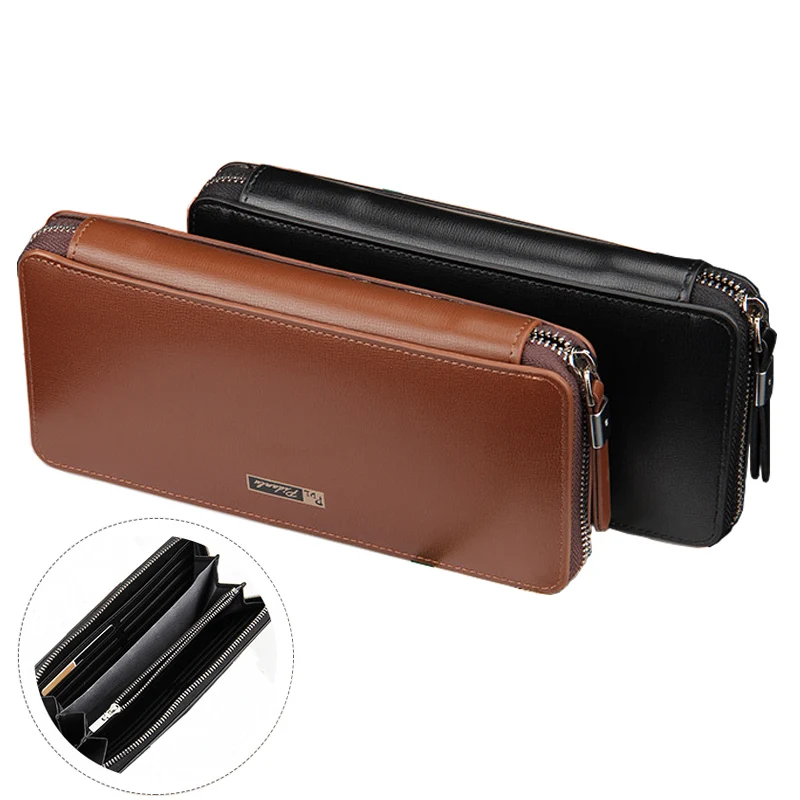 

New Arrival Famous Brand Business Men Leather Wallets 2015 Long Zipper Luxury Wallet Purse Clutch Phone Bags Handbag Wallet