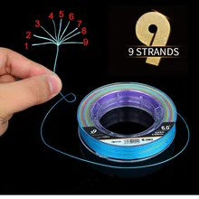Дешевая Плетеная рыболовная леска из полиэтилена с 9 прядями, приманка для морского океана, ловля на приманку, многофиламентная, супер прочная, для форели, баса, карпа