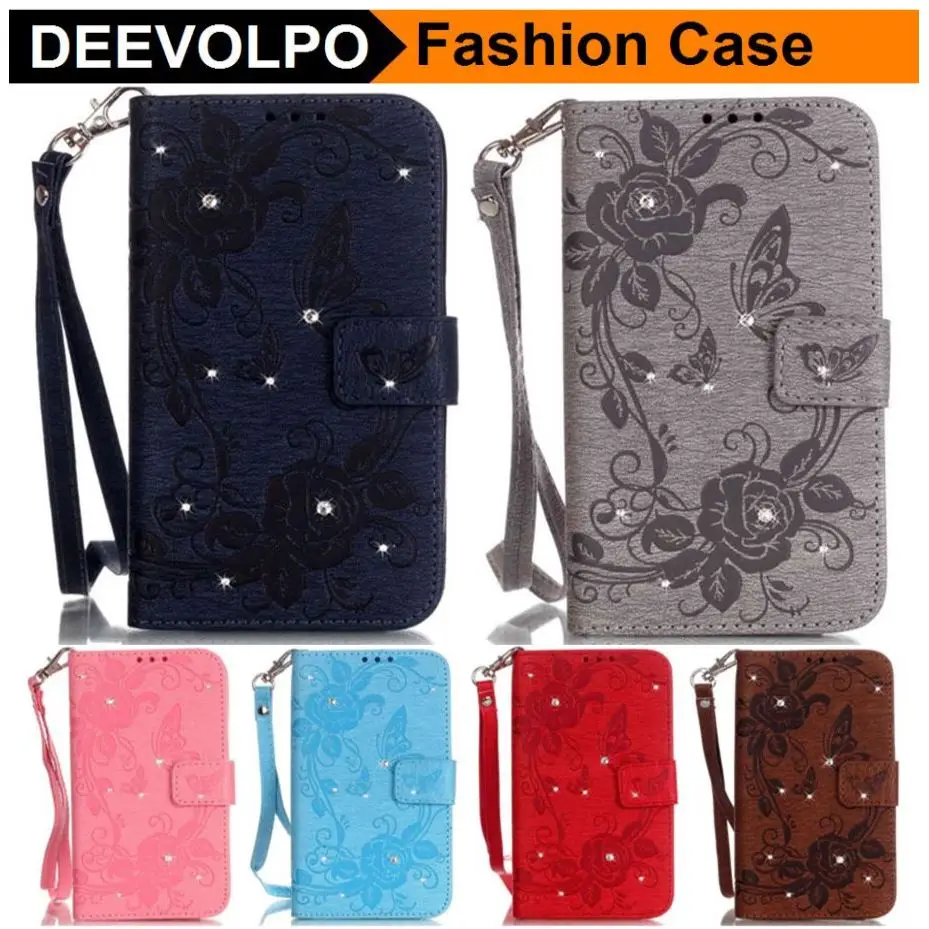 

DEEVOLPO Leather Retro Cases For iPhone 8 7 Plus Butterfly Fundas For iPhone 5 5S SE 6 6S Plus Flower Emboss Rhinestone Bag DP27