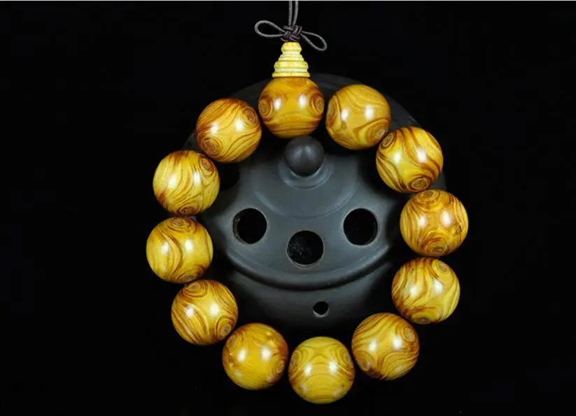 

20mm Natural Gold grapefruit nanmu Beaded Bracelet For Cool Man and Fashion Man