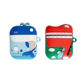 

Fashion Cute Dinosaur And Whale Soft Silicone Protective Cover Shockproof Case Skin for Airpods 1/2 Charging Box