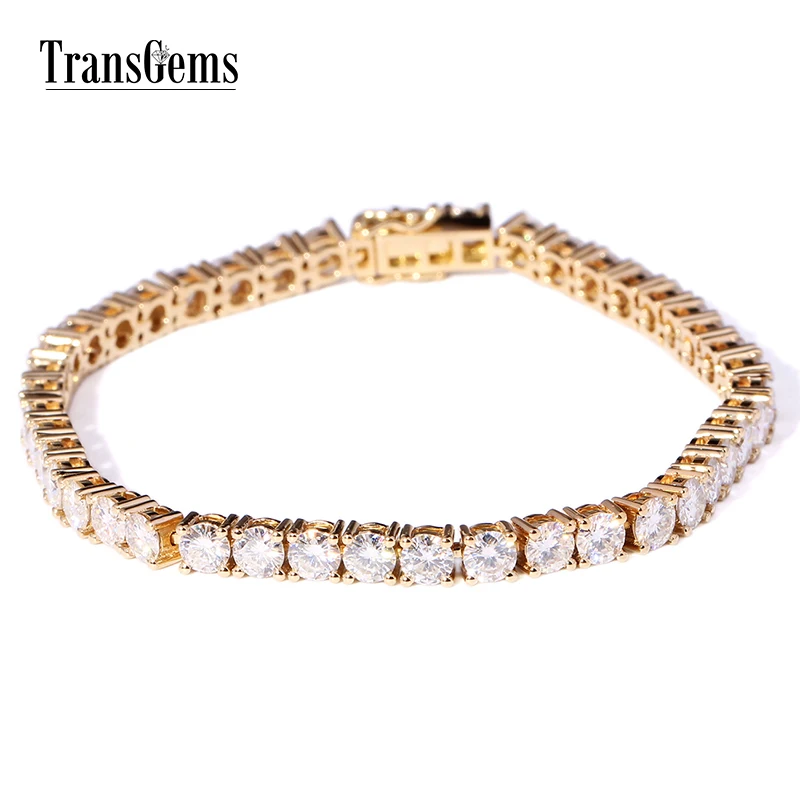 Transgems 12 6 Ctw F Color Lab Grown Moissanite Diamond Tennis Chain Transgems 12 6 Ctw F Color Lab Grown Moissanite Diamond Tennis Chain Bracelets Solid 14k Gold For Women Link Brace Lace In Bangles From Jewelry