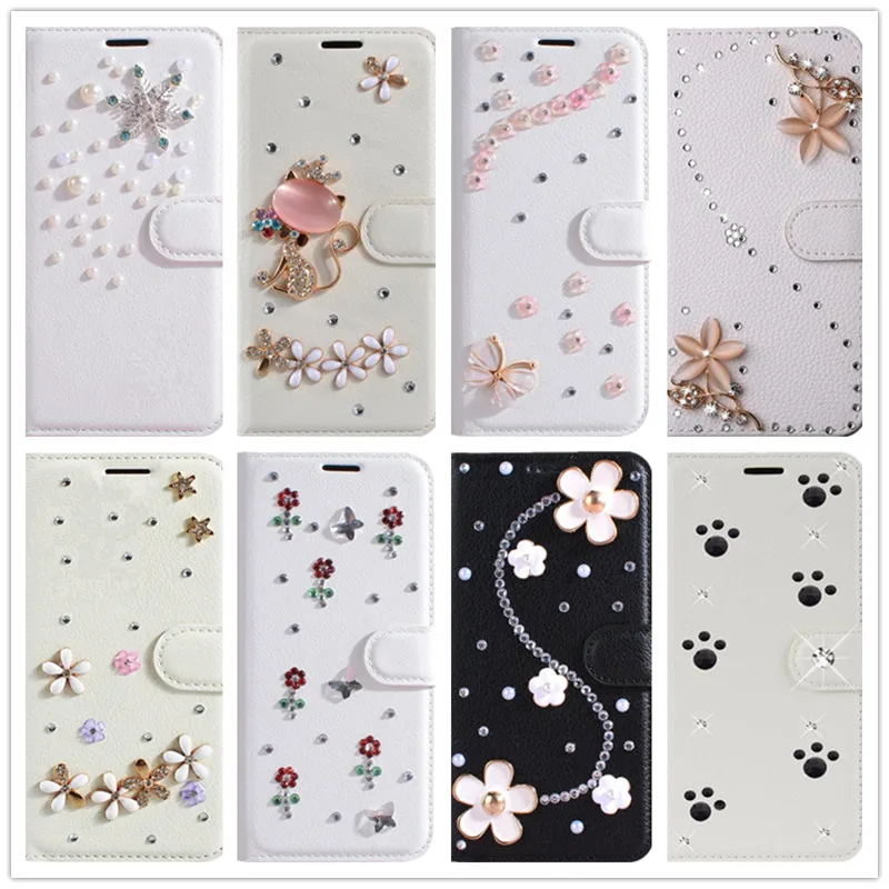 

Leather Wallet diy Diamond Case for Xiaomi A2 A1 6X 5X Redmi note 7 6 pro mix 2 2s 3 max 3 redmi4 4 prime glitter covers coque