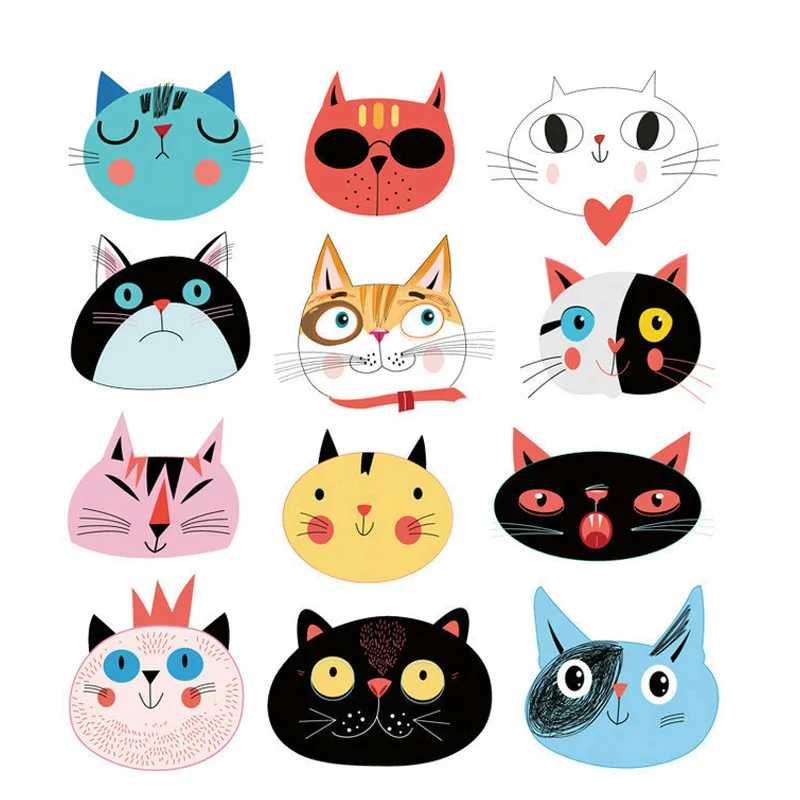 

DIY Appliques Families Patch Ironing Transfers Patches Heat Press Stickers A Level Clothing Washable Multicolor Cute Cat