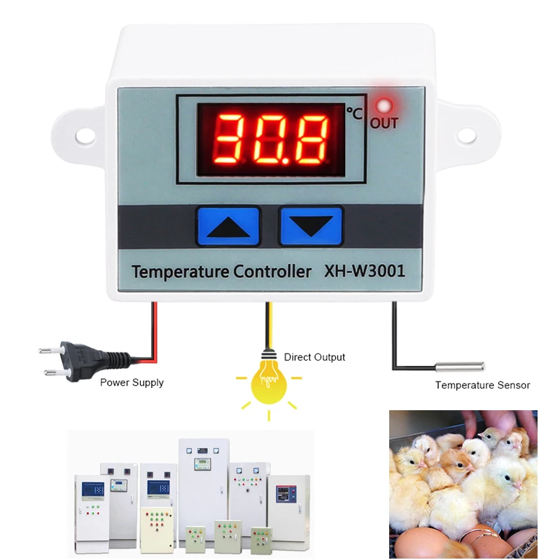 

XH-W3001 12/24/220V Digital Control Temperature Thermostat For Incubator Max 10A Cooling Heating Switch NTC10K Thermoregulator