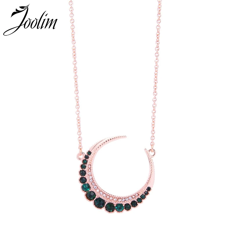 

JOOLIM Green Clear Puruple Crescent Pendant Necklace Fashion Jewelry Wholesale