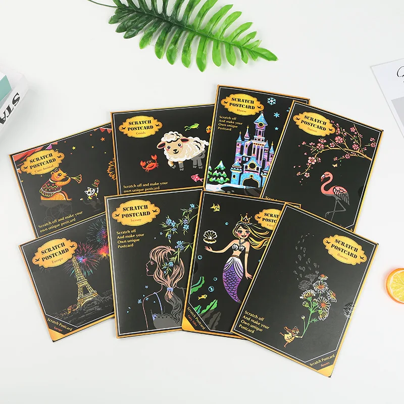 Hot Scraping Scratch Buch Kunst Magie Malerei Papier Zeichnung Stick Kid Drawing