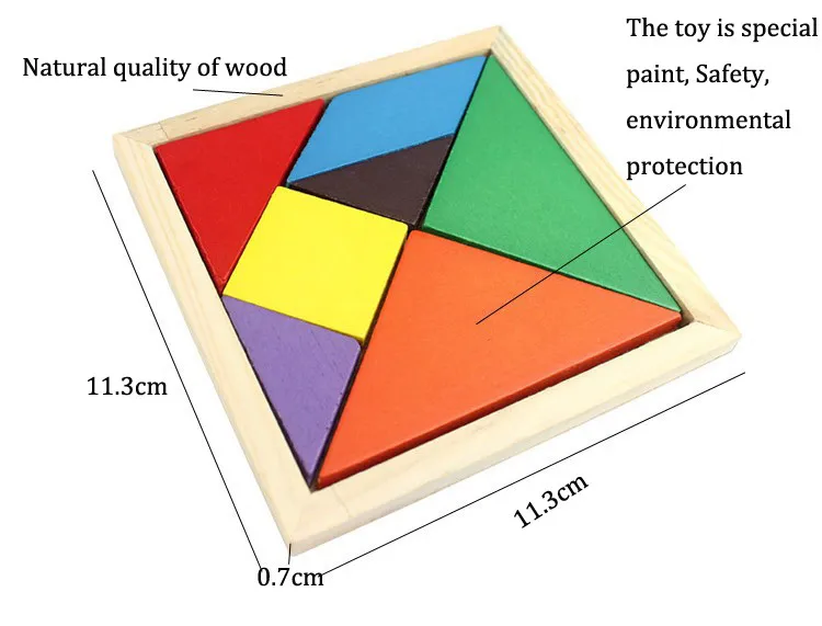 Деревянный Tangram 7 шт головоломки Красочные квадратные IQ игра головоломка интеллектуальные Обучающие игрушки для детей Монтессори игрушки