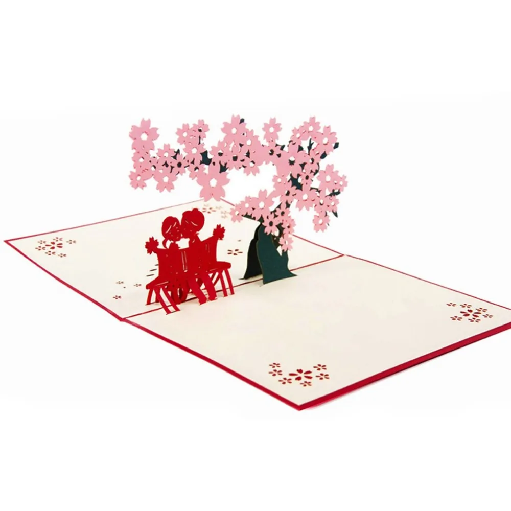  3D Cherry Blossoms Greeting Cards 3D Laser Cut Pop Up Cards Handmade Gifts For Anniversaries Valent - 32920033909