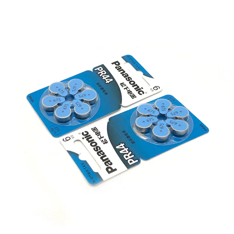 

180pcs/lot New For Panasonic PR44 Hearing aid battery 675 A675 Deaf-aid Audiphone Cochlear Button Coin Cell Batteries 11.6*5.4mm