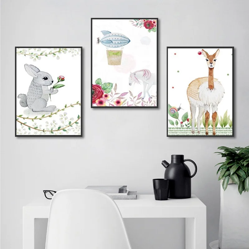 

Nordic Posters and Prints Minimalist Cute Cartoon Animal Canvas Paintings Home Decoration Kid's Room Modular Wall Art Picture