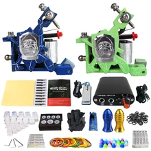 Профессиональный набор татуировки 2 машины татуировки с набор приборов черный блок питания Иглы ручки Советы