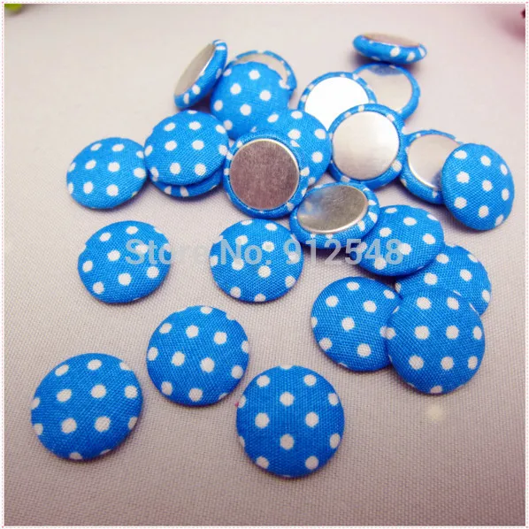 50 pcs 15mm DOT Fabric Covered flat back Buttons, Cloth Covered Buttons