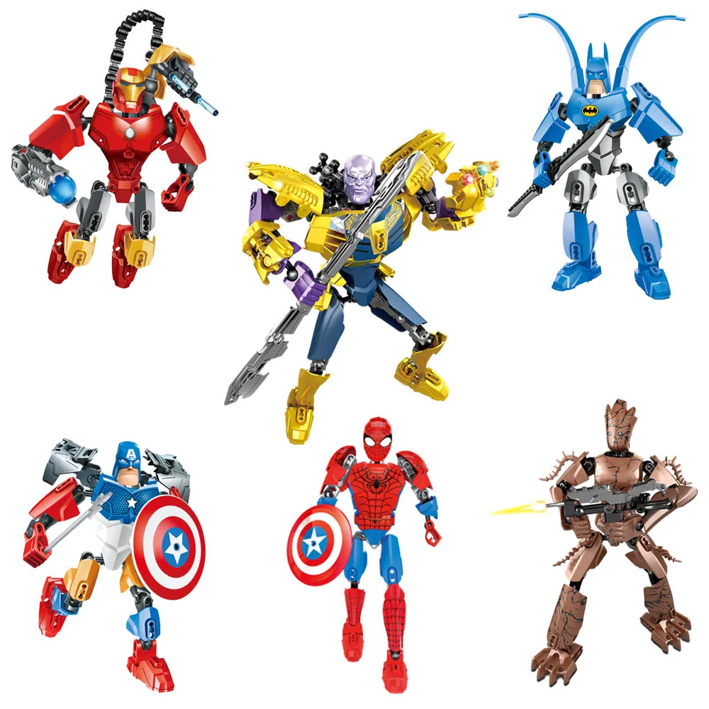 

Avenger Super Hero Treeman Deadpool Iron Spider Iron Man Black Panther Superman Thanos Action Figure Building Block Toy Brick