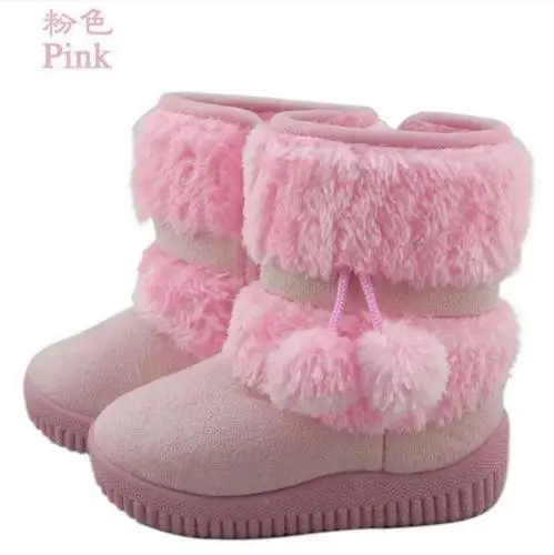 

Real Trifle Girls Plush Tpr Slip-on Ankle Round Toe New Children's Winter Double Ball Snow Boots Warm Cotton-padded Shoes