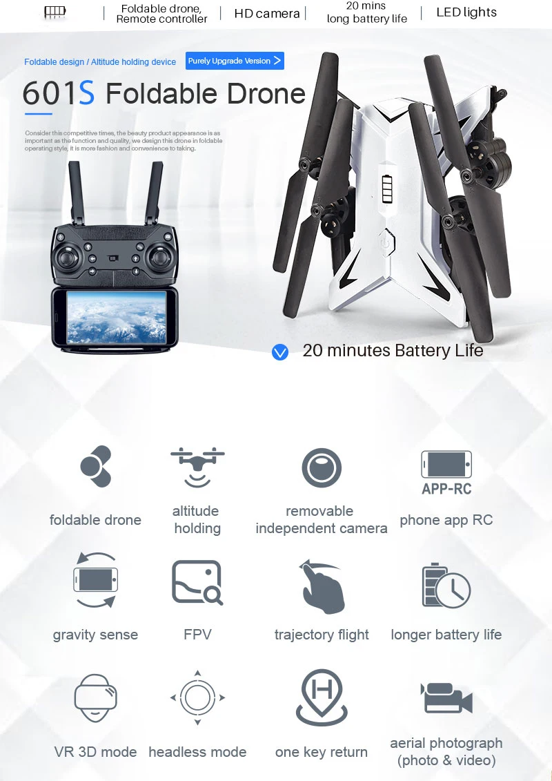 Новый вертолет Drone с камера HD 1080 P Wi Fi FPV системы RC Drone Professional складной Квадрокоптер 20 минут Срок службы батареи