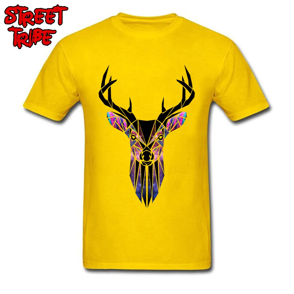 Deer T Shirts Printed Short Sleeve 2018 New Crewneck All Cotton Tops Shirt Classic Tops & Tees for Men Father Day Deer yellow