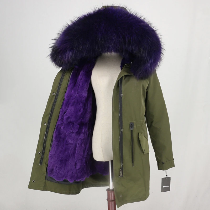 Excellent OFTBUY Waterproof Long Parka Real Fur Coat Winter Jacket Women Natural Raccoon Fur Collar Real Rabbit Fur Liner Detachable Warm 30
