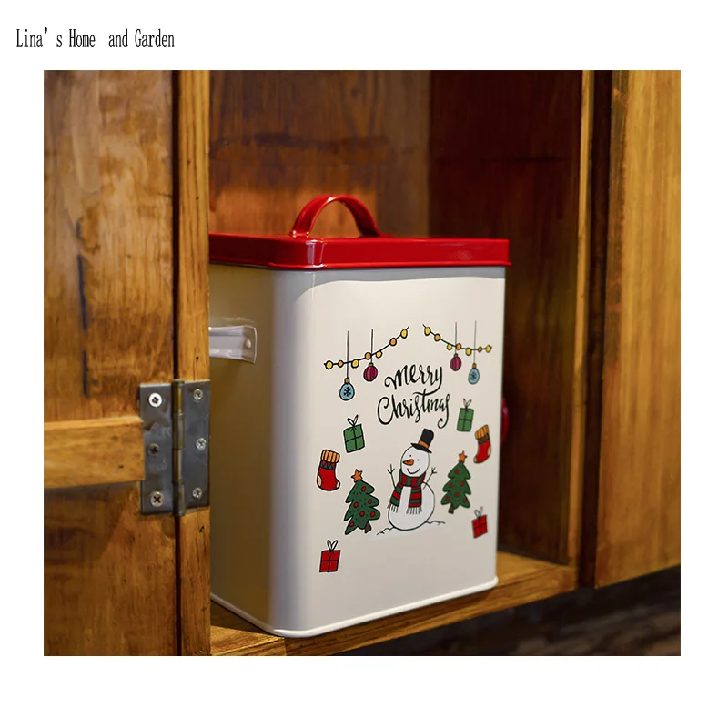 Christmas theme powder coating Kitchen Rice Storage Bin Flour Cereal Beans Grain Box Container Case (4)