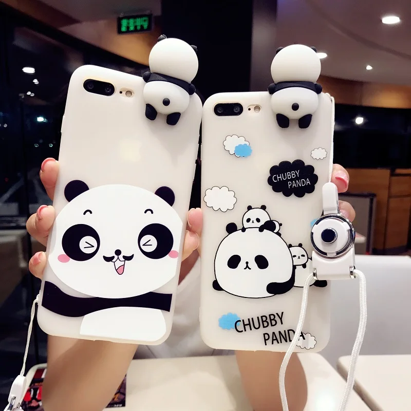 KISSCASE 3D Cute Panda Чехол для iPhone X 7 8 Plus прекрасная игрушка панда крышка силиконовая 6 S 6s