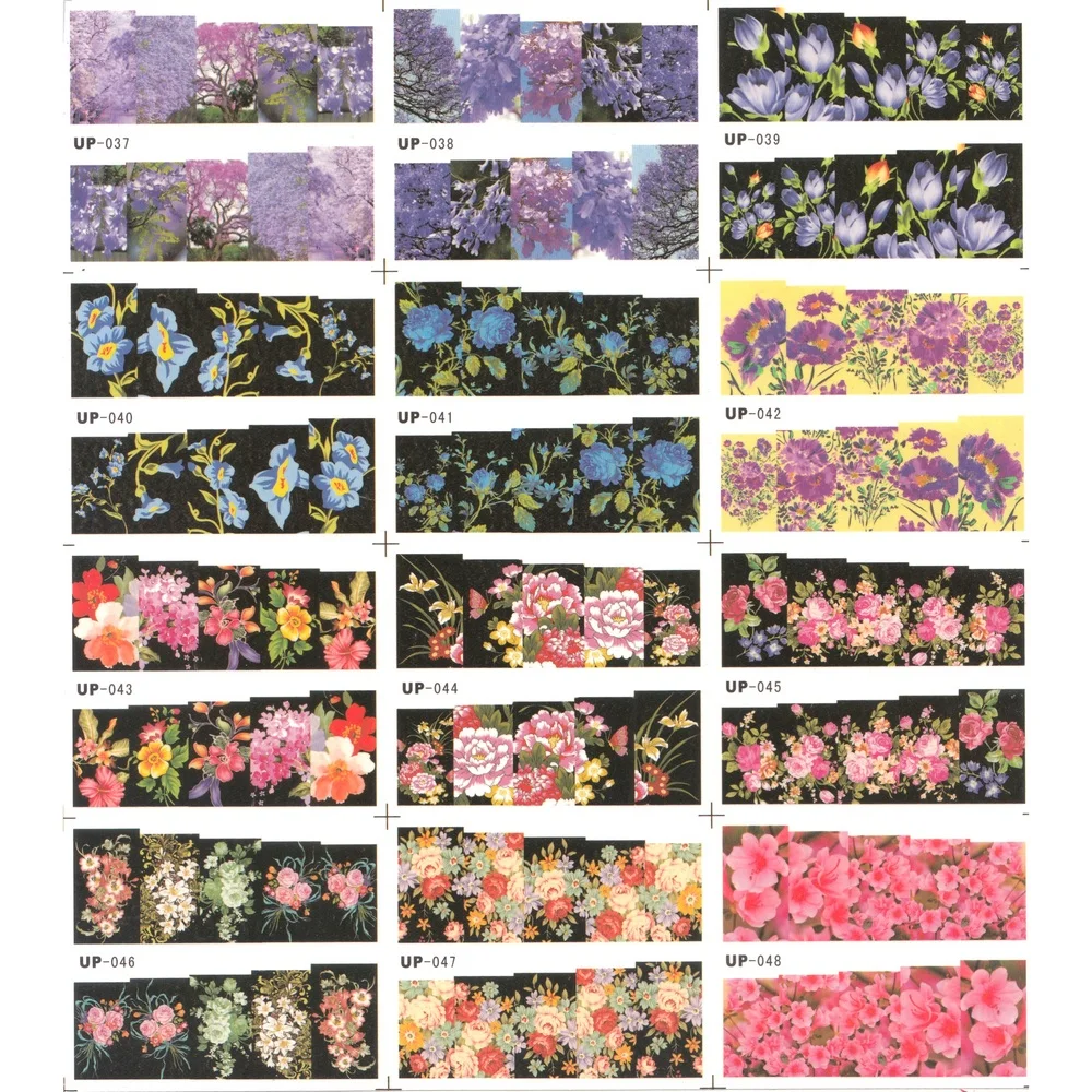 

UPRETTEGO 12 PACK/ LOT WATER DECAL NAIL ART NAIL STICKER SLIDER FULL COVER BLUE PURPLE FLOWER TULIP JACARANDA UP37-48