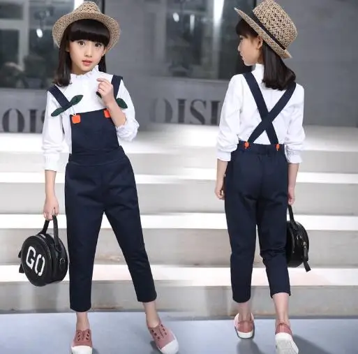 2018 Spring Autumn Children Clothes Set for Girls White Long-sleeved Suit Teenage Girls Clothing 2 pieces Sets Kids Baby Outfit