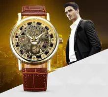 2017 PINBO Skeleton Watch Men Top Brand Luxury Famous Gold Male Clock Quartz Watch Wrist For Men Quartz-Watch relogio masculino