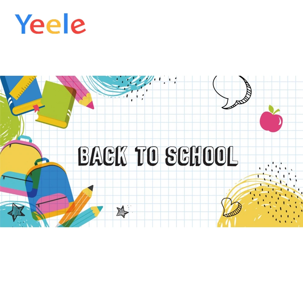

Yeele School Bags Brush Note Books Back To School Background Scene Baby Photography Child Photographic Backdrop For Photo Studio