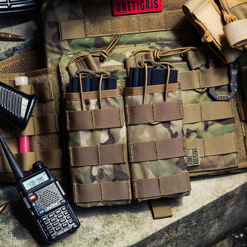 OneTigris тактический MOLLE двойной открытый Топ Mag Чехол M4/M16 подсумок страйкбол военная Униформа Пейнтбол Снаряжение