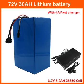 

High power 72V 3000W Lithium Battery 72V 30AH EBike E bicycle battery pack 5000MAH 26650 Cell 50A BMS and 4A Charger