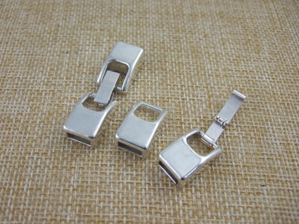 10 Sets Antique Silver Snap Clasps for 8mm Flat Leather