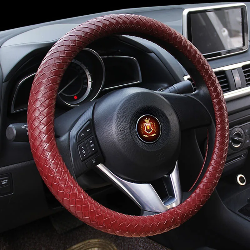 

KKYSYELVA car steering wheel cover 38cm Fashion Wheel Covers for Women Lady Leather Steering-wheel Auto Interior Accessories