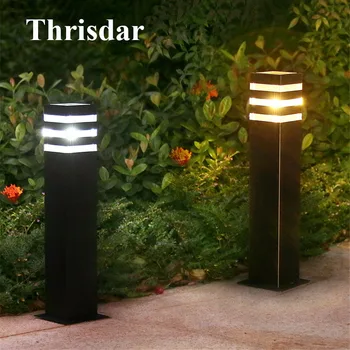 

Thrisdar 2PCS Square Pole Bollard Garden Lawn Light villa garden standing Post light Waterproof Outdoor Pathway Fence Lawn Lamps