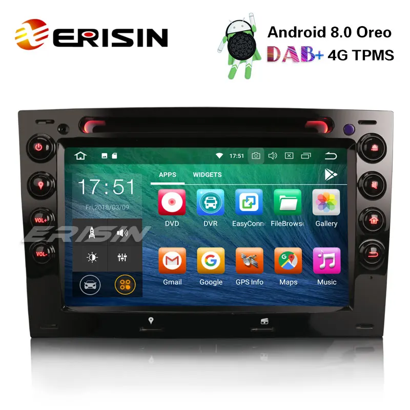 Erisin ES7813M 7 &quotAndroid 8 0 Автомобильная Стерео gps система DVD DAB + радио 4G WiFi TPMS для RENAULT MEGANE