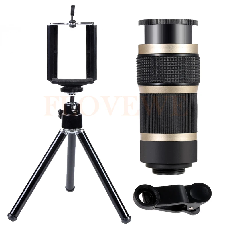 Universal Clips 8X Mobile Phone Camera Lens 8X Zoom Telephoto Lentes Telescopic lenses For iPhone 6s 7 8 Smartphone Mini Tripod