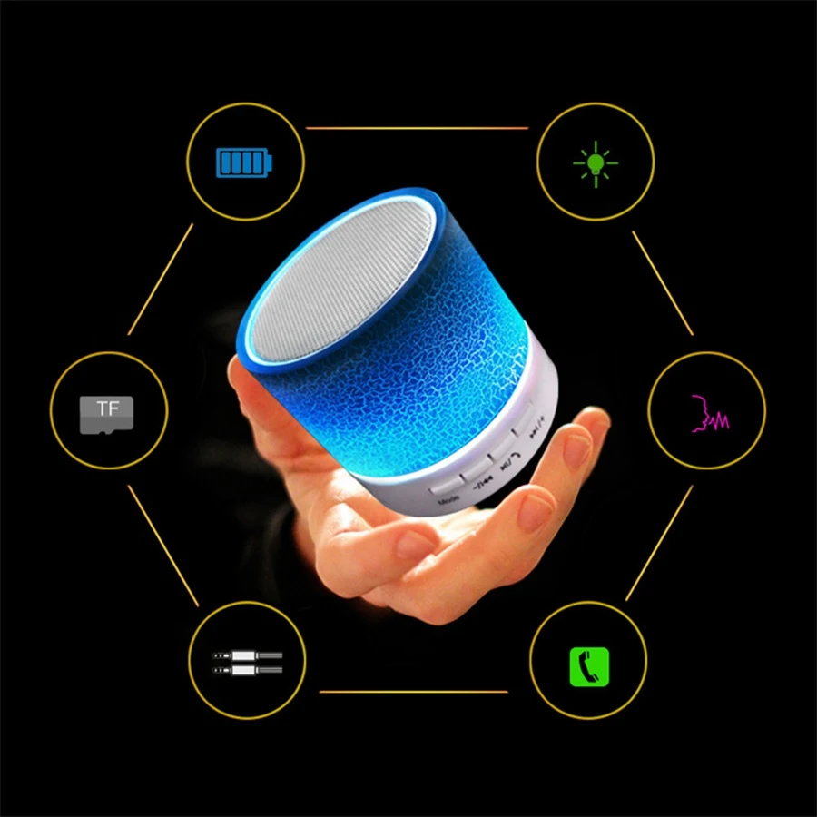 Icoque Smart Wireless Portable Bluetooth Speaker Led Light with Microphone Outdoor Stereo Music Color Mini TF PC USB Speakers (3)
