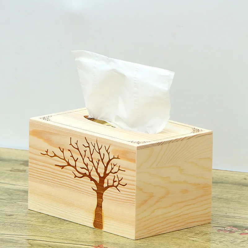 

Simple Solid Wood Desktop Tissue Box Living Room Creative Drawing Car with Household Wooden Napkin Tray 17*11*13cm