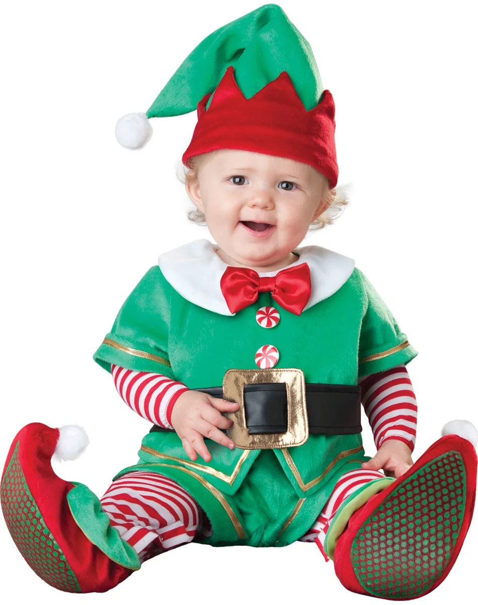 The Black Friday Xmas Infant Costume Baby Boy Clothes Cartoon Baby Rompers Boy Christmas Elf Coverall